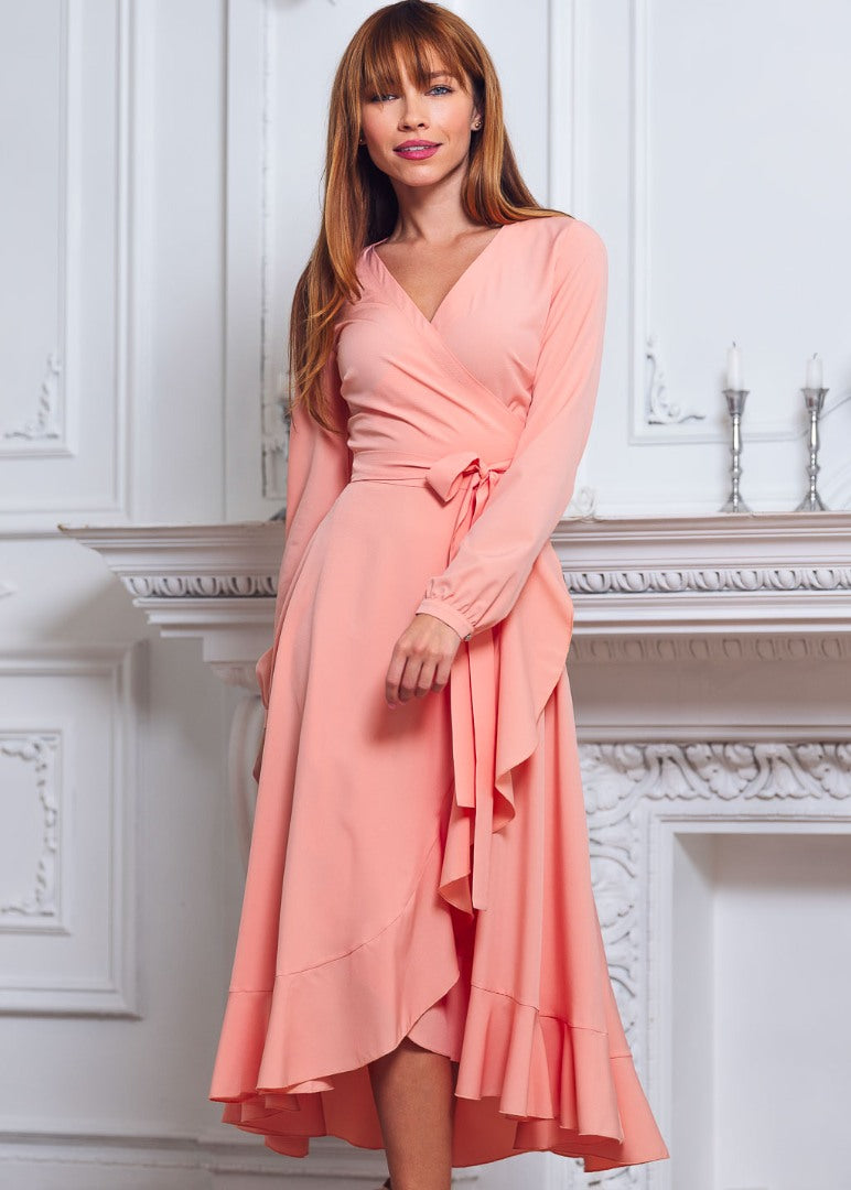 Blush pink wrap dress