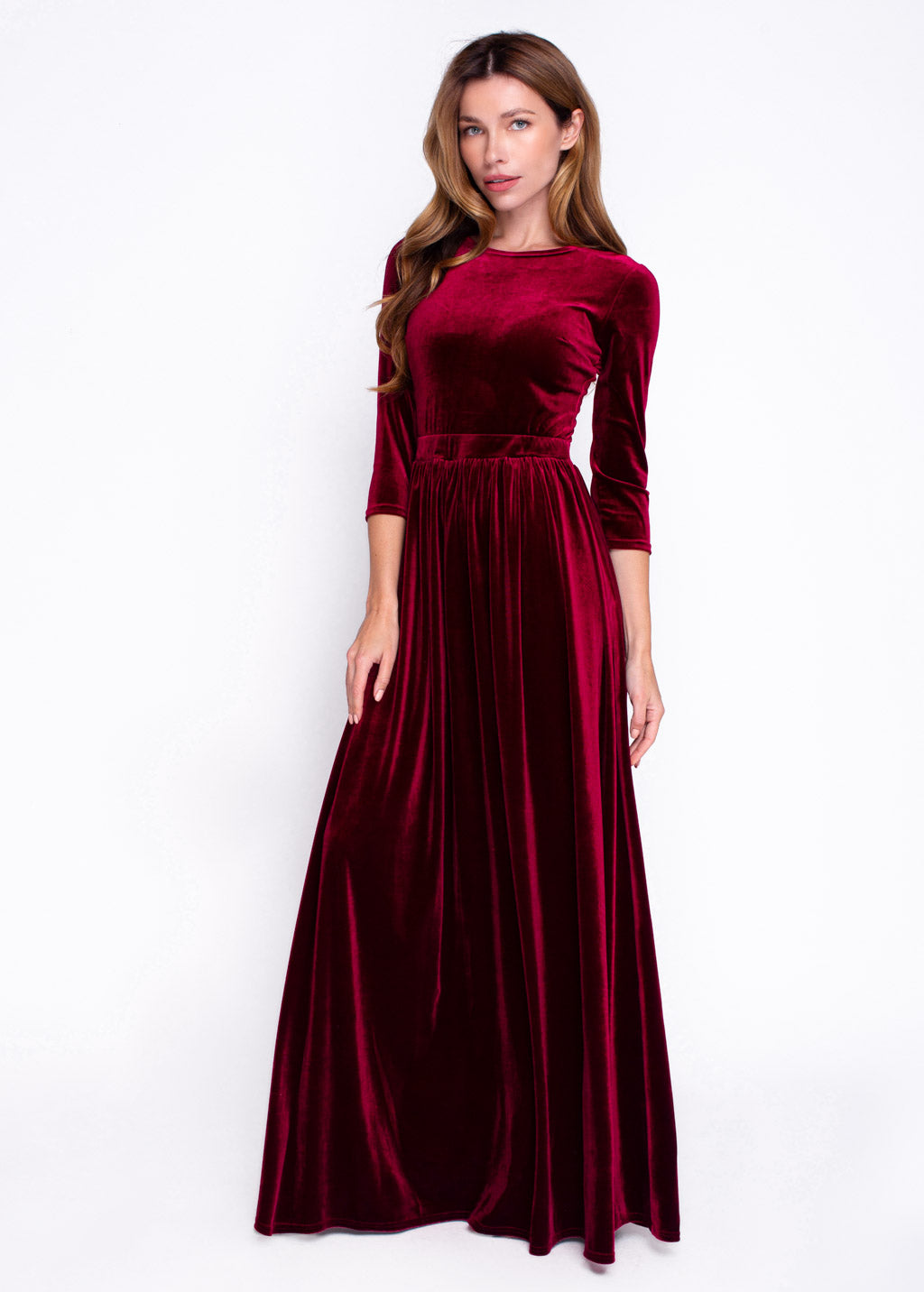 Red velvet long dress