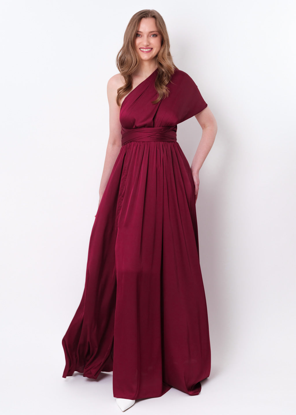 Burgundy long infinity pleated dress