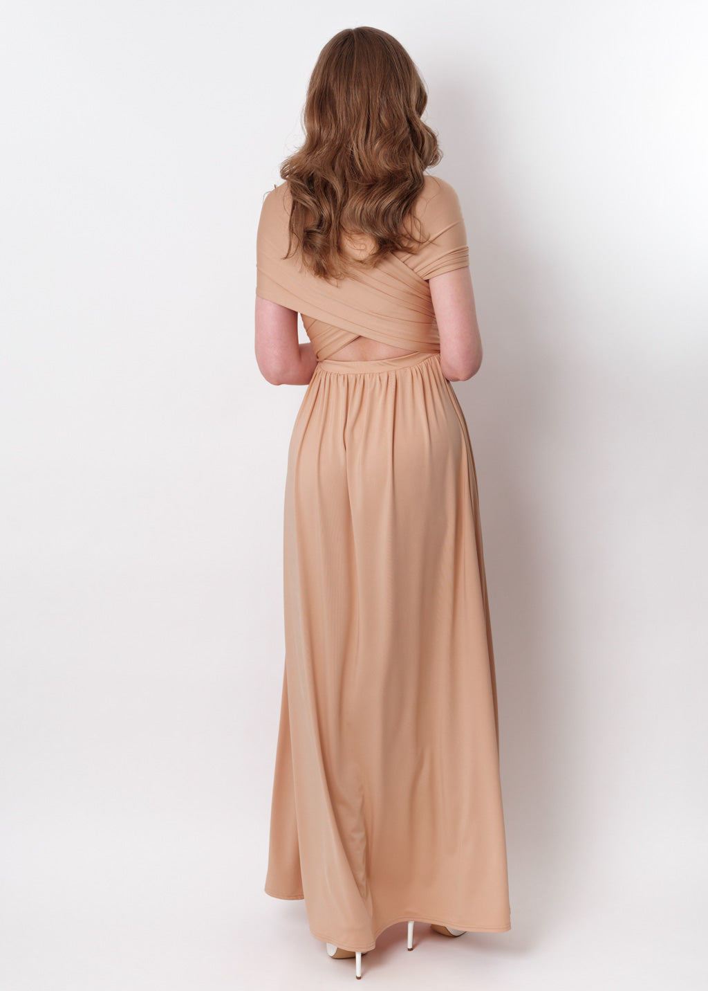 Champagne gold infinity long pleated dress