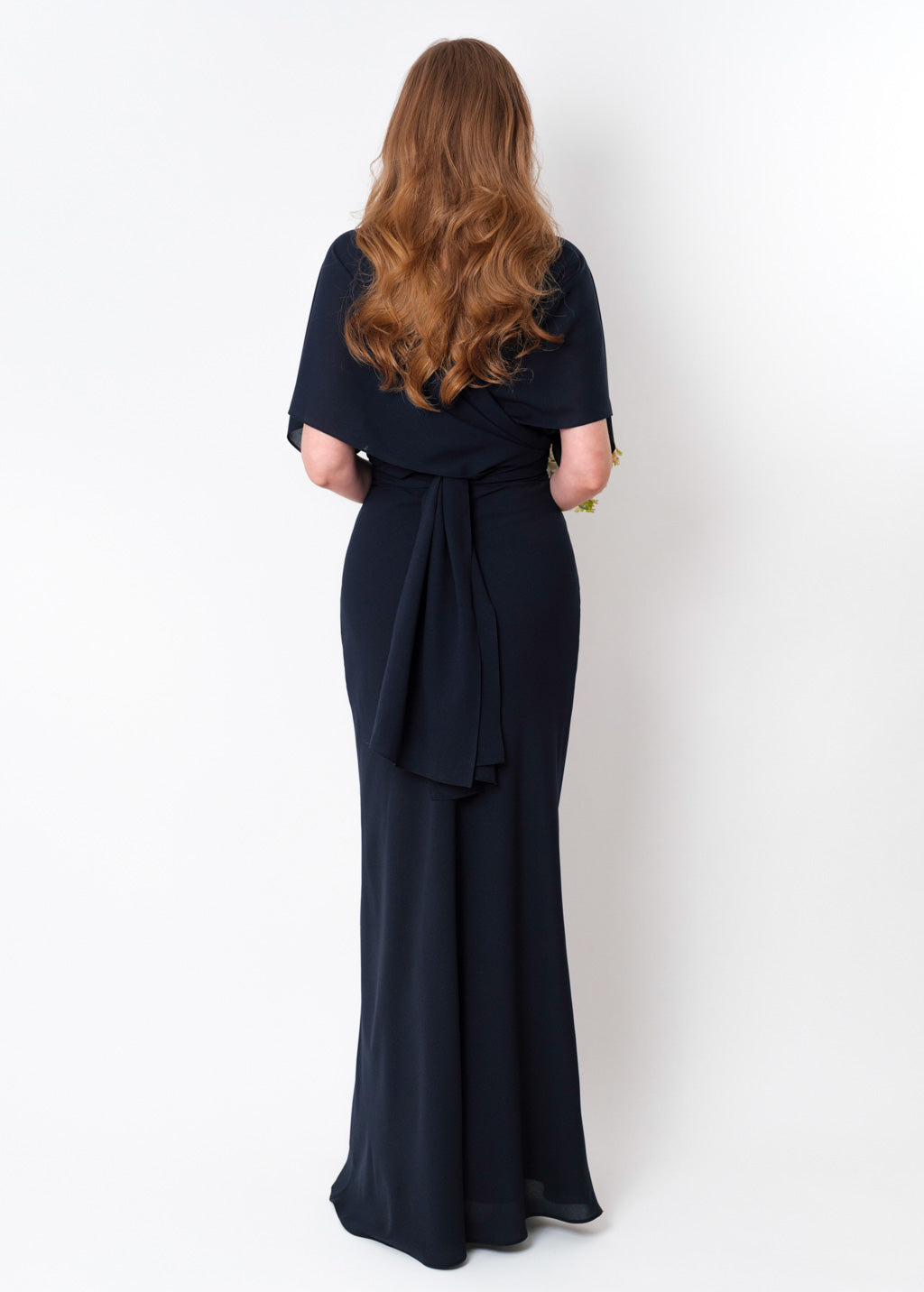 Navy blue chiffon infinity long dress