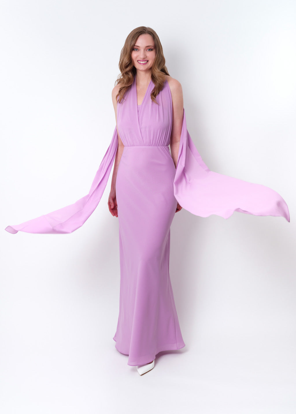 Lilac chiffon infinity long dress