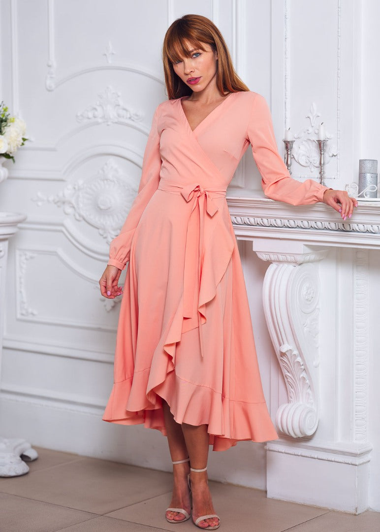 Blush pink wrap dress