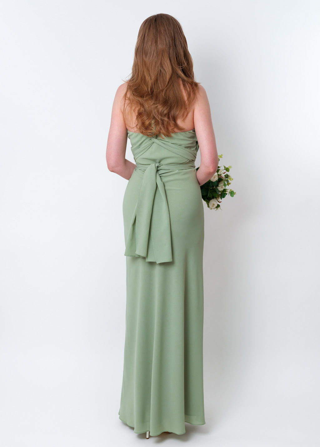 Sage green chiffon infinity long dress