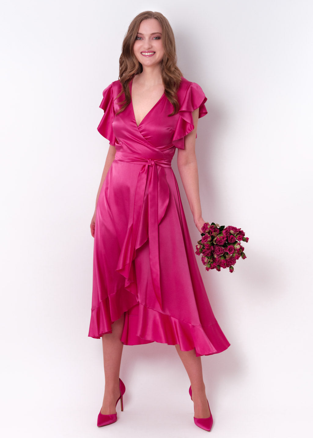 Hot pink wrap dress