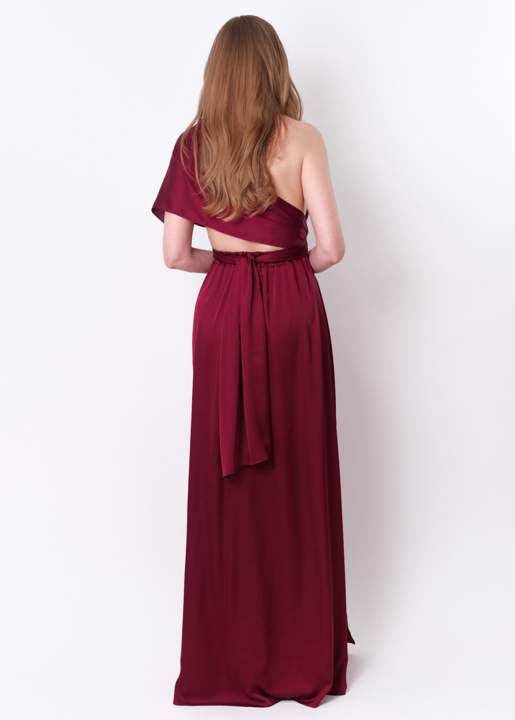 Fuchsia slit infinity pleated dress