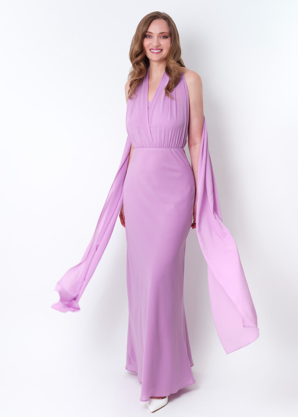 Lilac chiffon infinity long dress