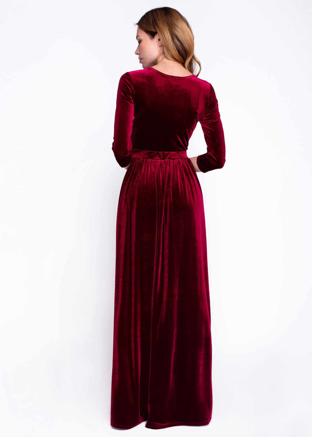 Red velvet long dress