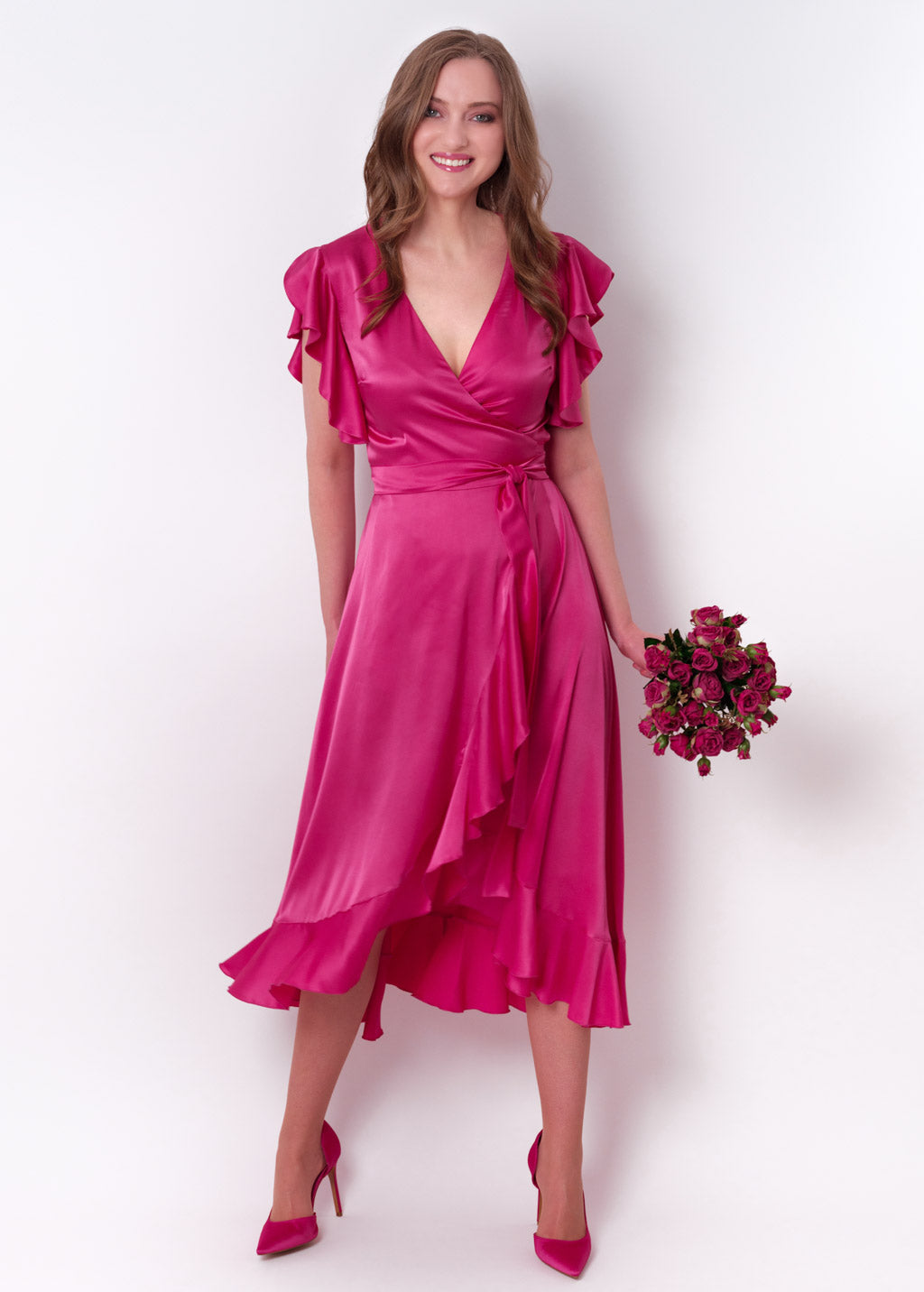 Hot pink wrap dress