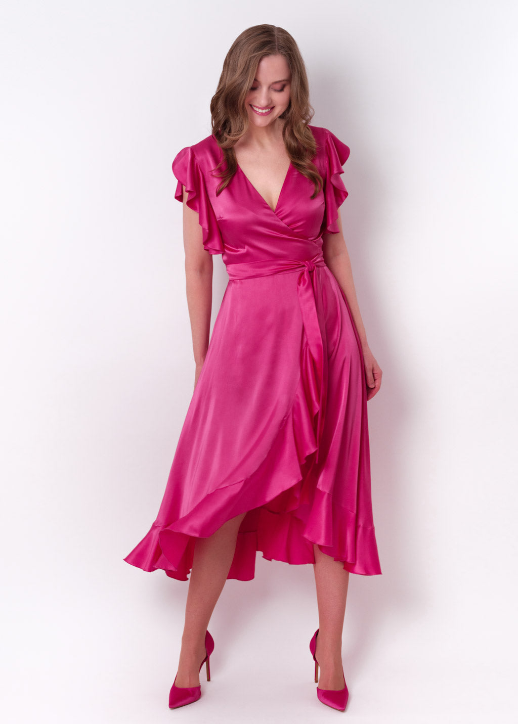 Hot pink wrap dress