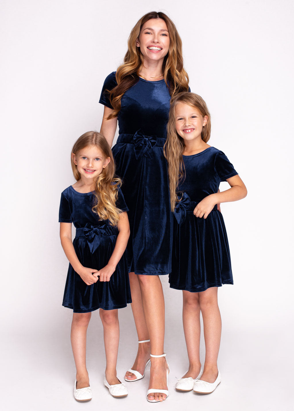 Mommy and me navy blue velvet adult dress
