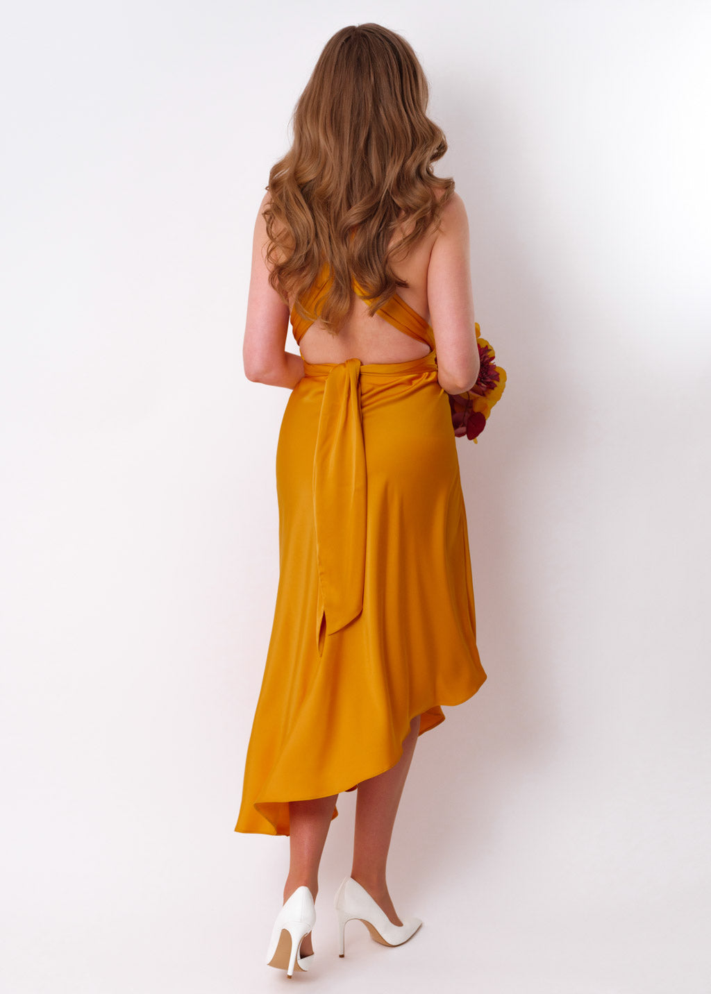 Gold infinity asymmetric dress