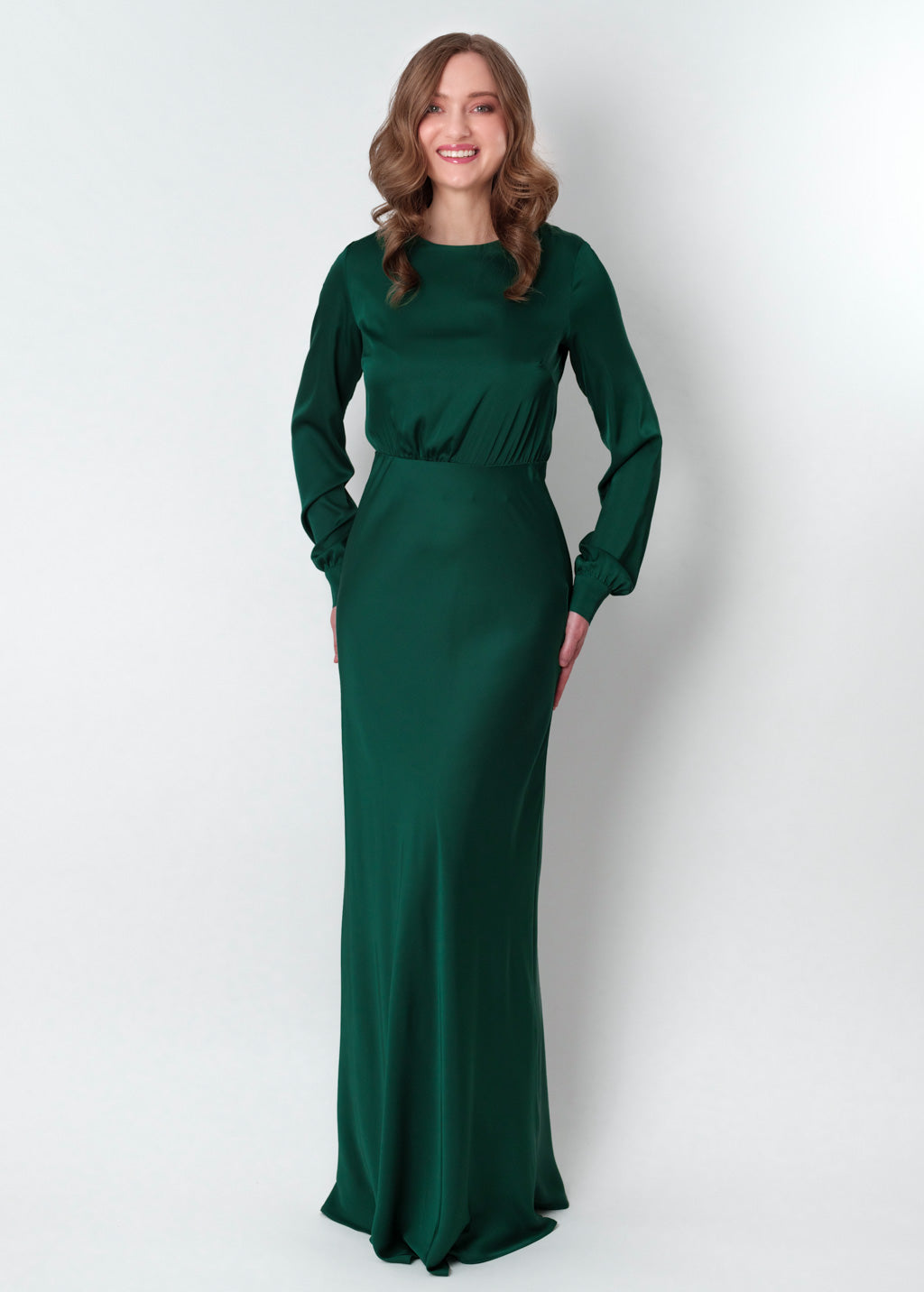 Dark green silk long dress