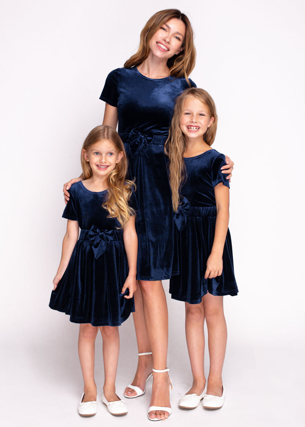 Navy blue girl velvet dress