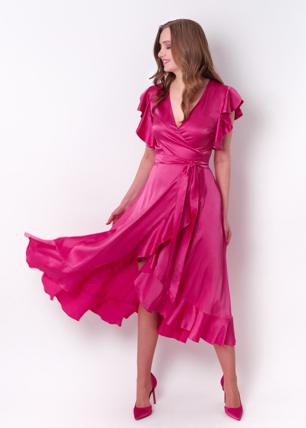 Hot pink wrap dress