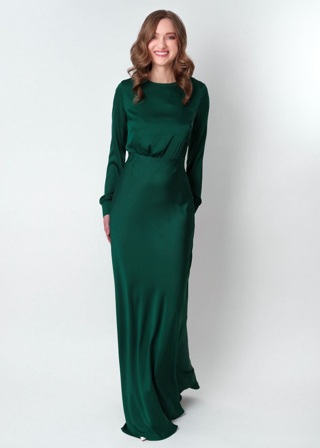 Dark green silk long dress