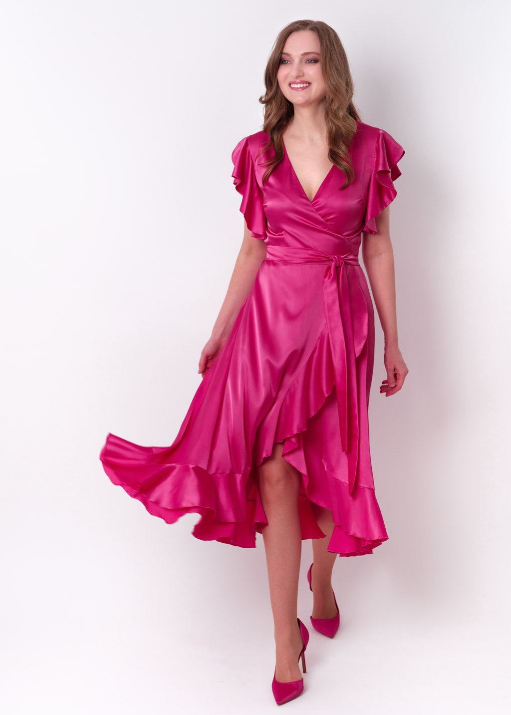 Hot pink wrap dress