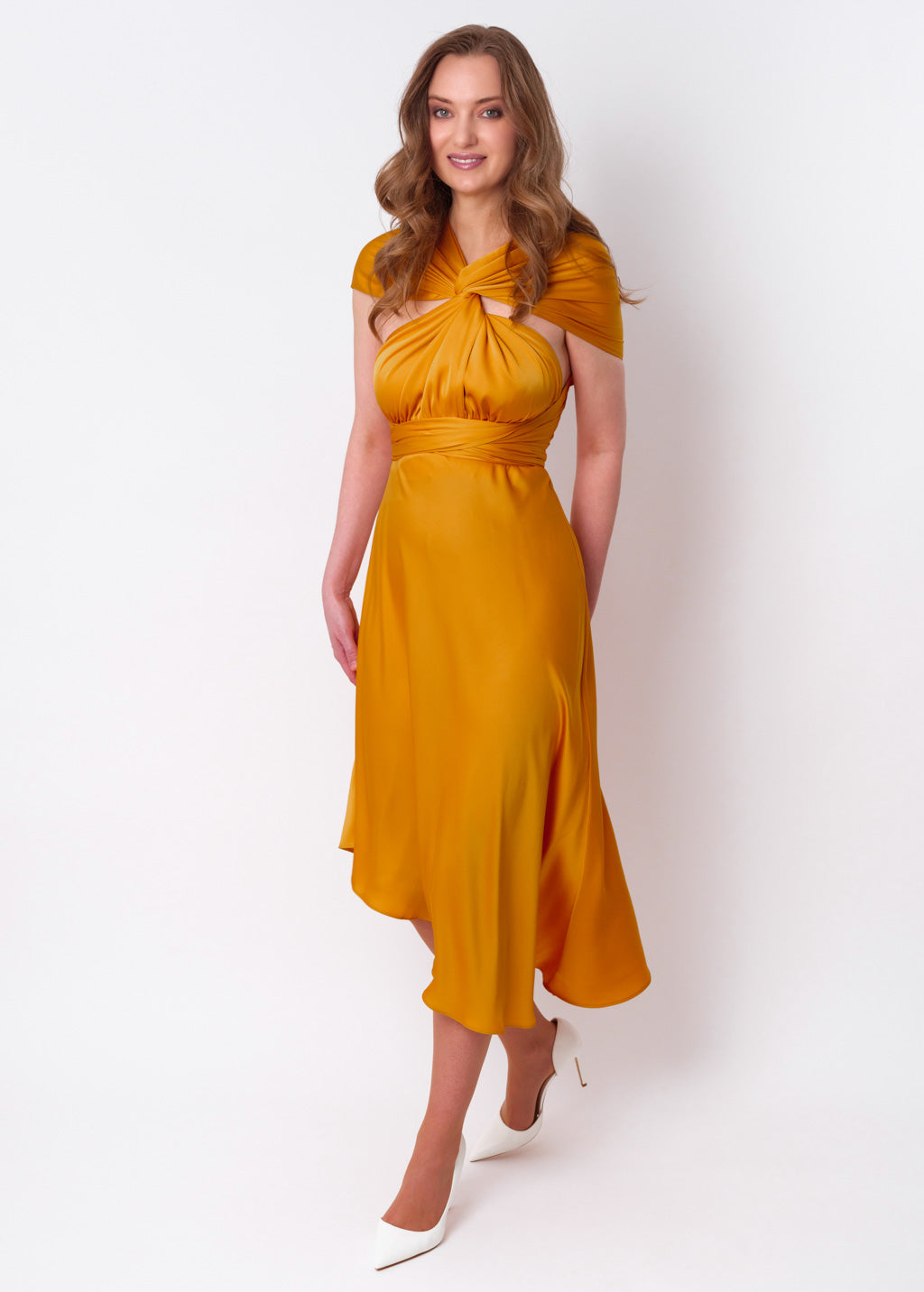 Gold infinity asymmetric dress