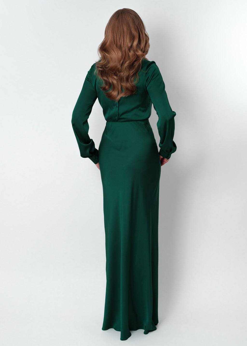 Dark green silk long dress