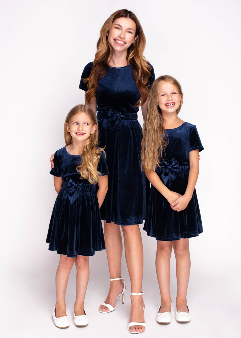Mommy and me navy blue velvet adult dress