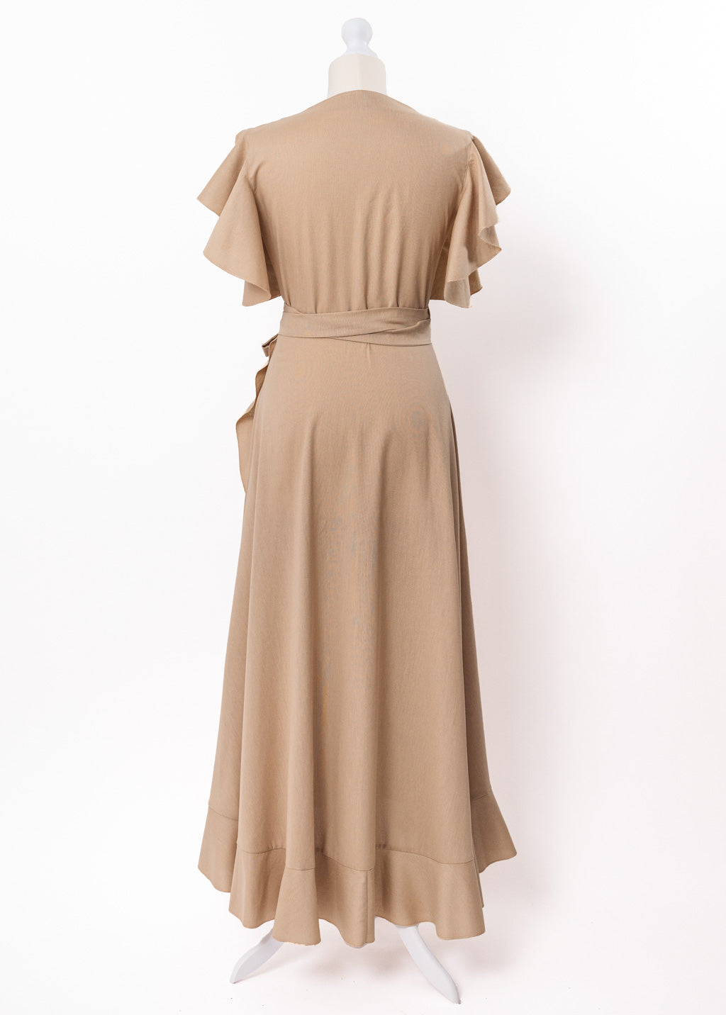Beige linen wrap dress