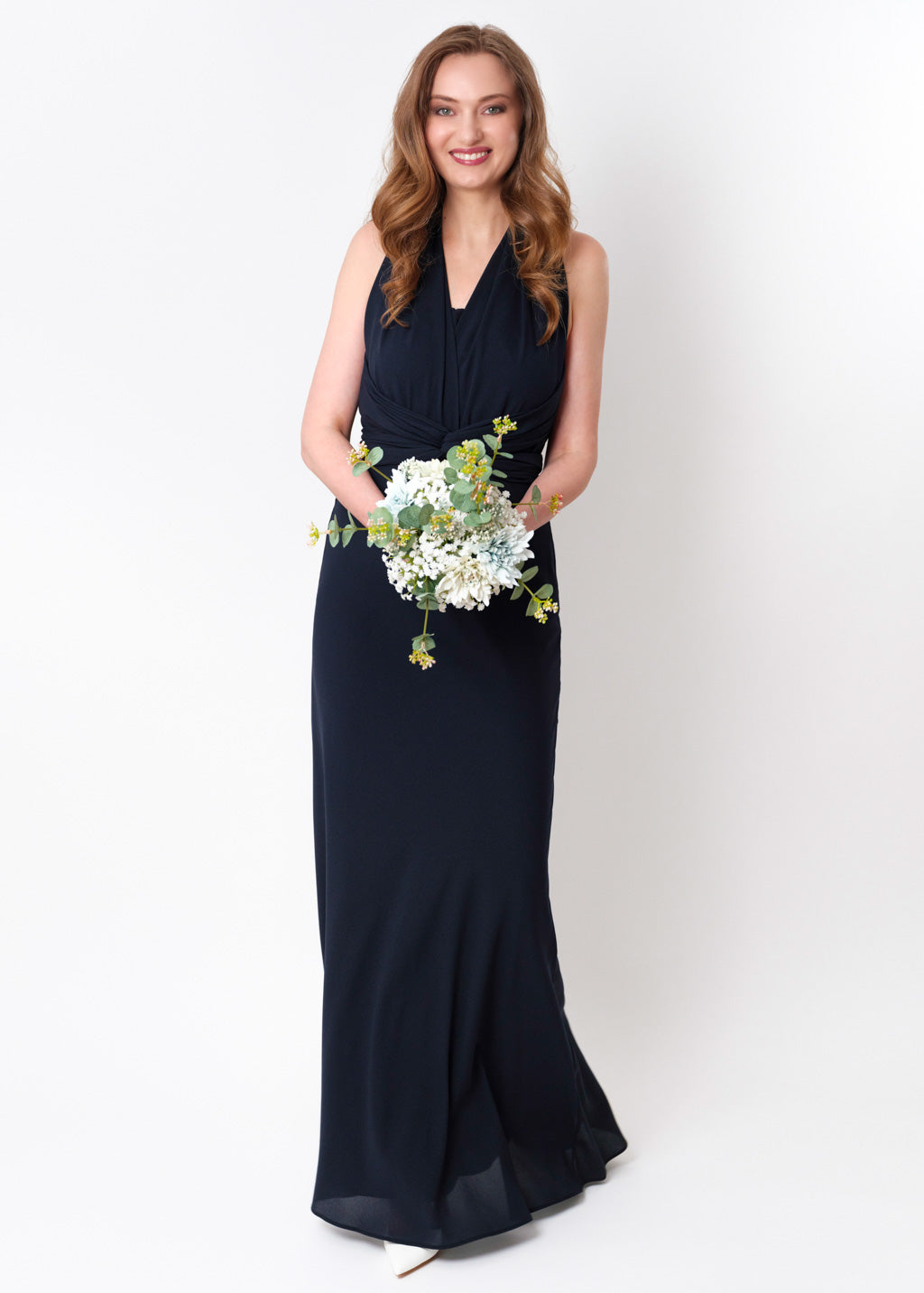 Navy blue chiffon infinity long dress