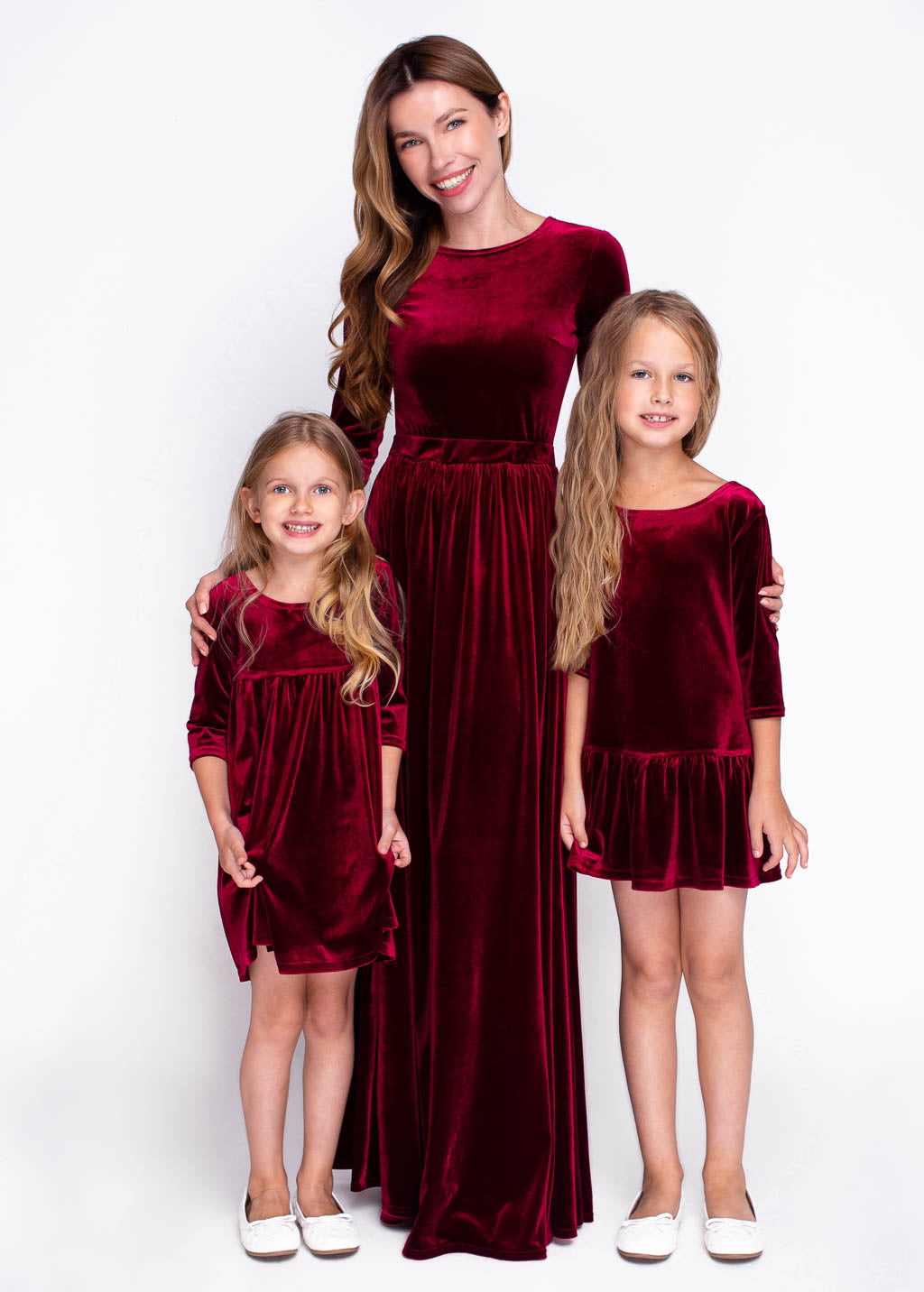 Burgundy girl velvet dresses