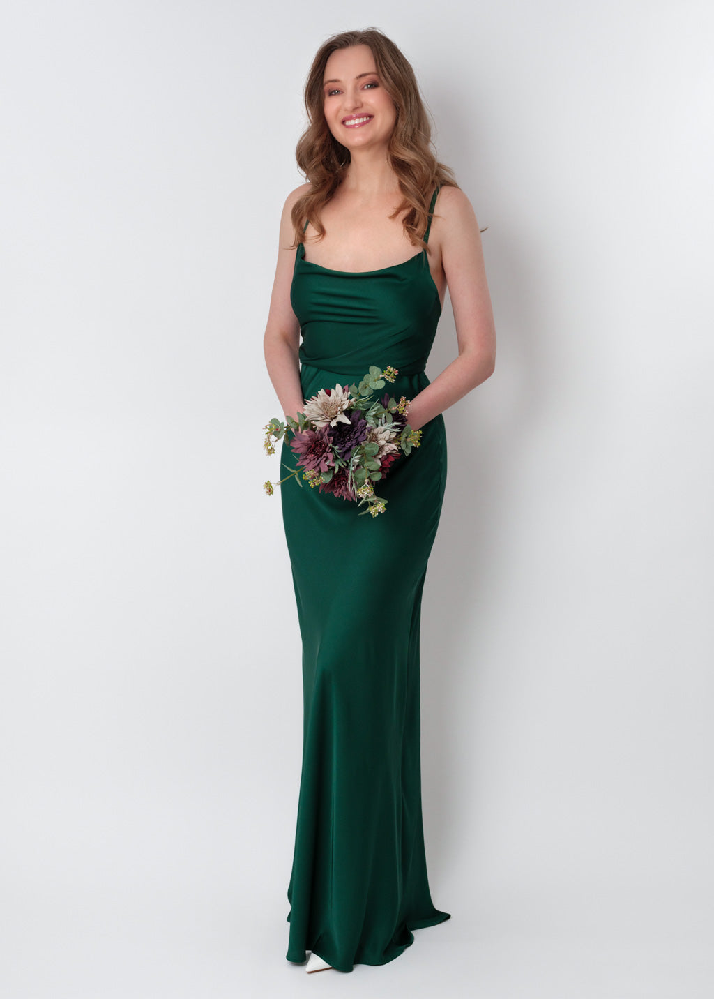 Dark green silk slip dress