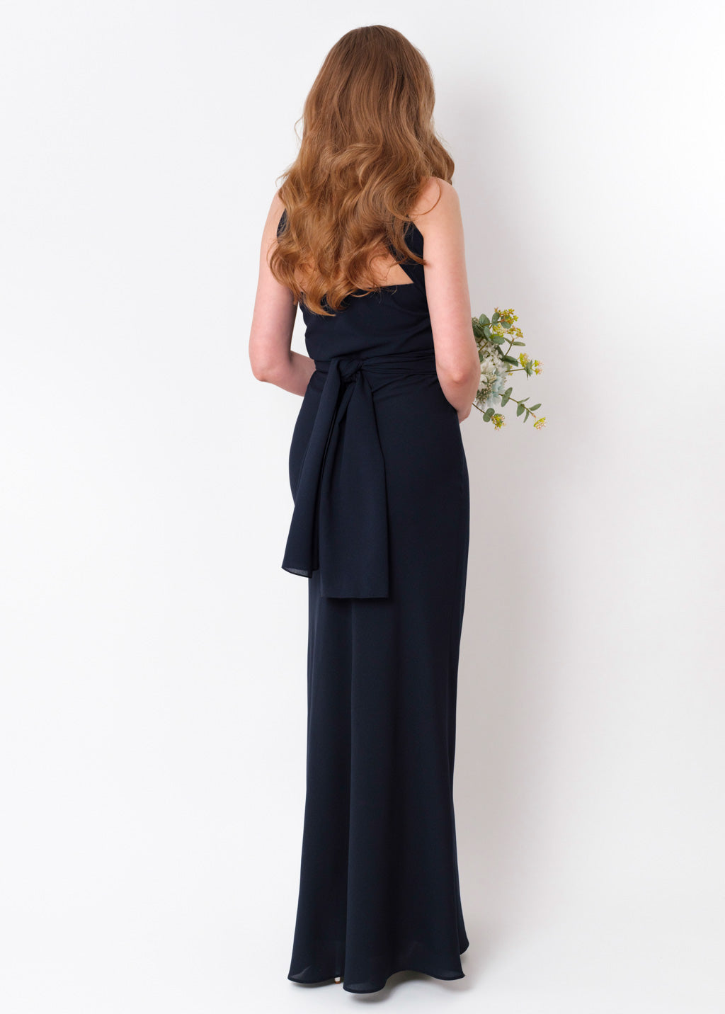Navy blue chiffon infinity long dress