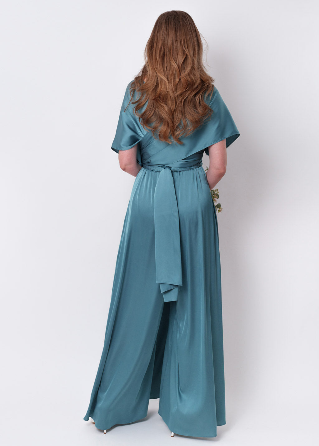 Aqua blue silk infinity jumpsuit