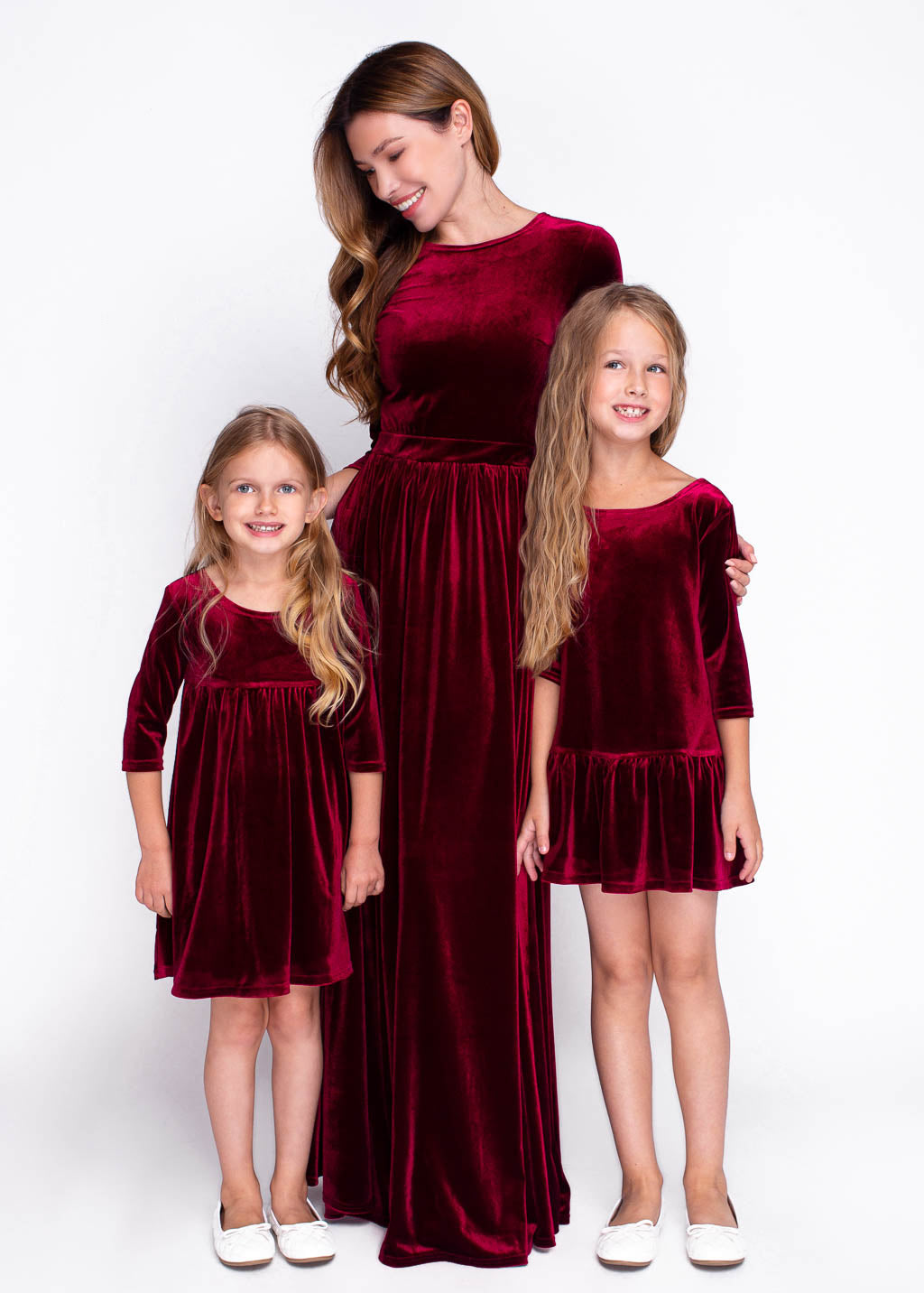 Burgundy girl velvet dresses
