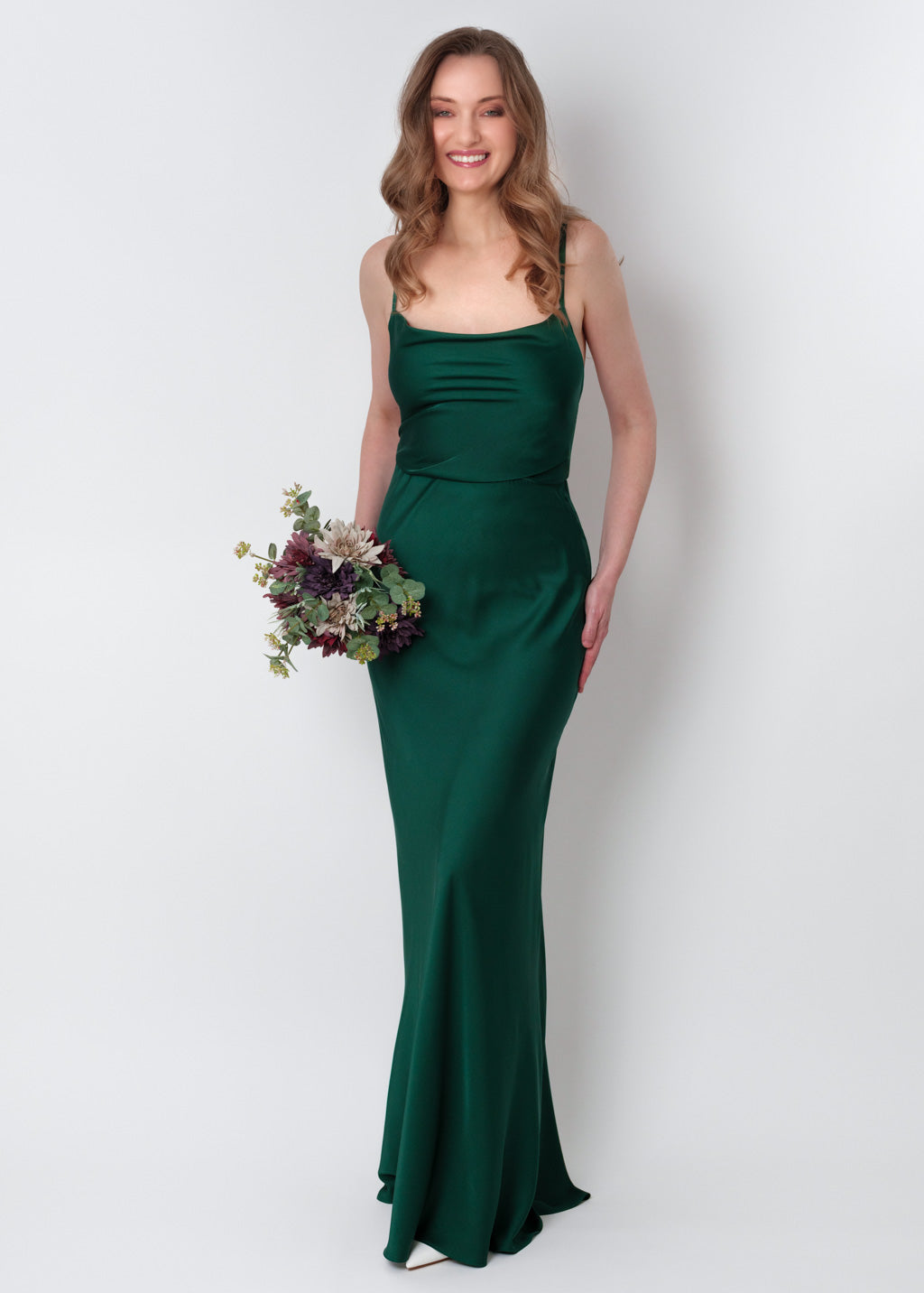 Dark green silk slip dress