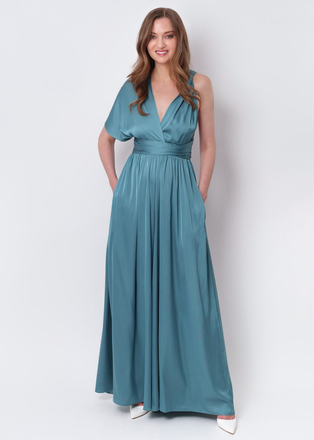 Aqua blue silk infinity jumpsuit