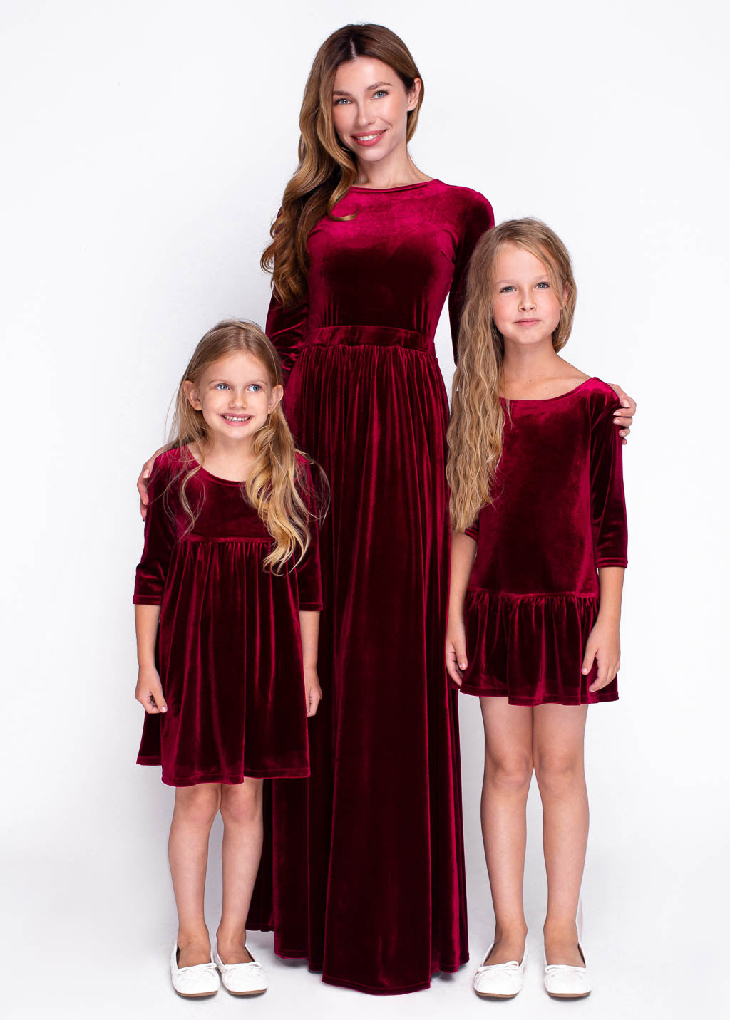 Burgundy girl velvet dresses