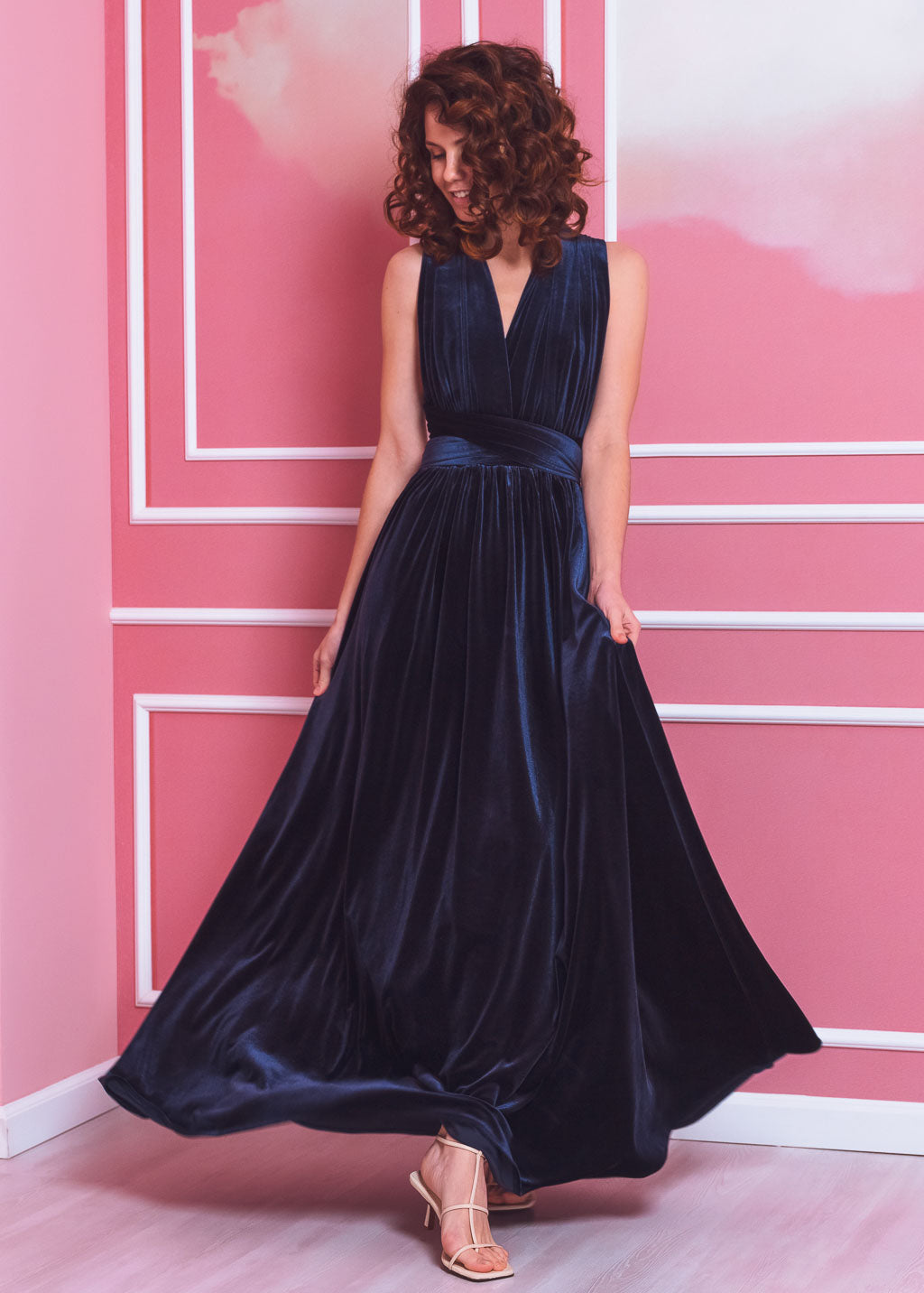 Navy blue long infinity dress