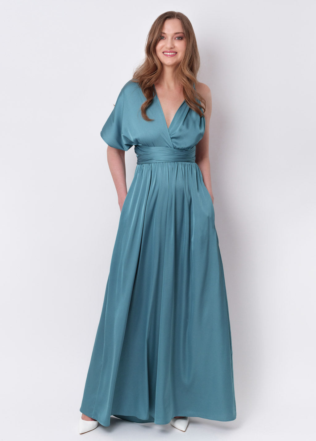 Aqua blue silk infinity jumpsuit