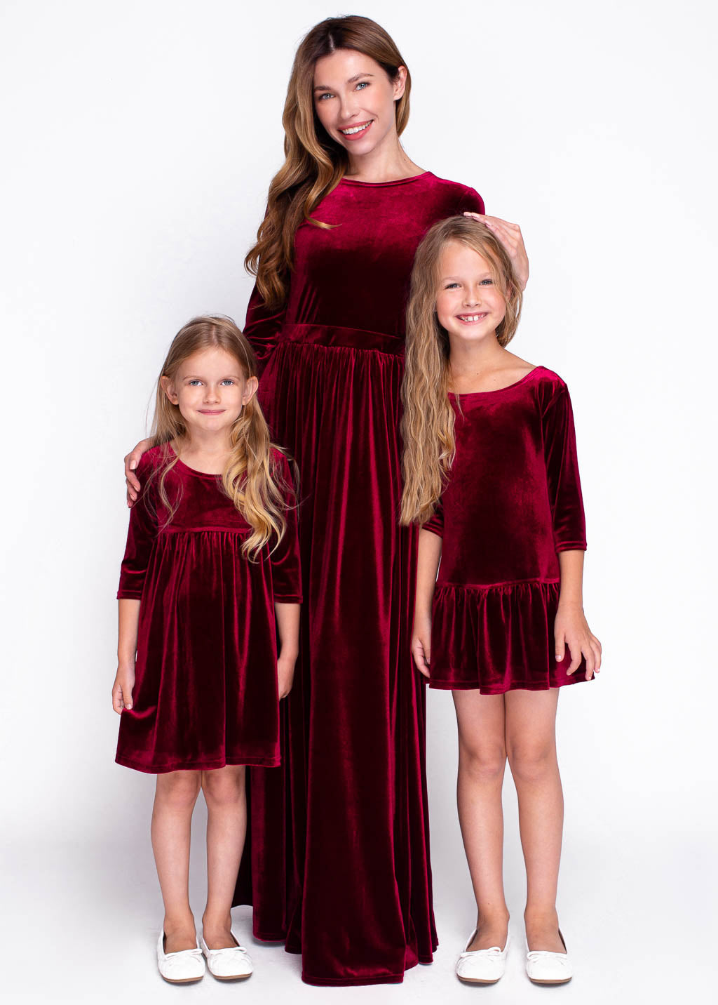 Burgundy girl velvet dresses