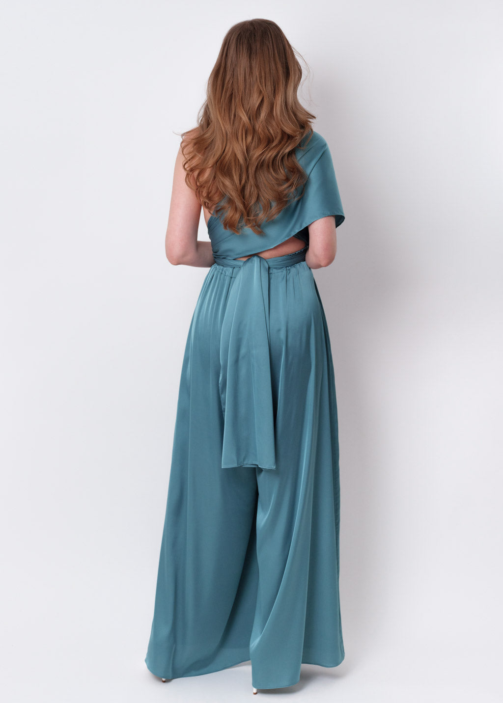 Aqua blue silk infinity jumpsuit