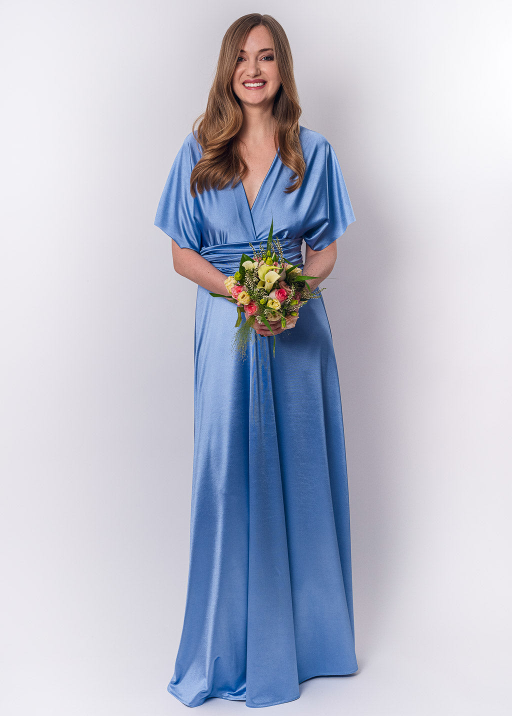 Sky blue luxury satin infinity dress or jumpsuit