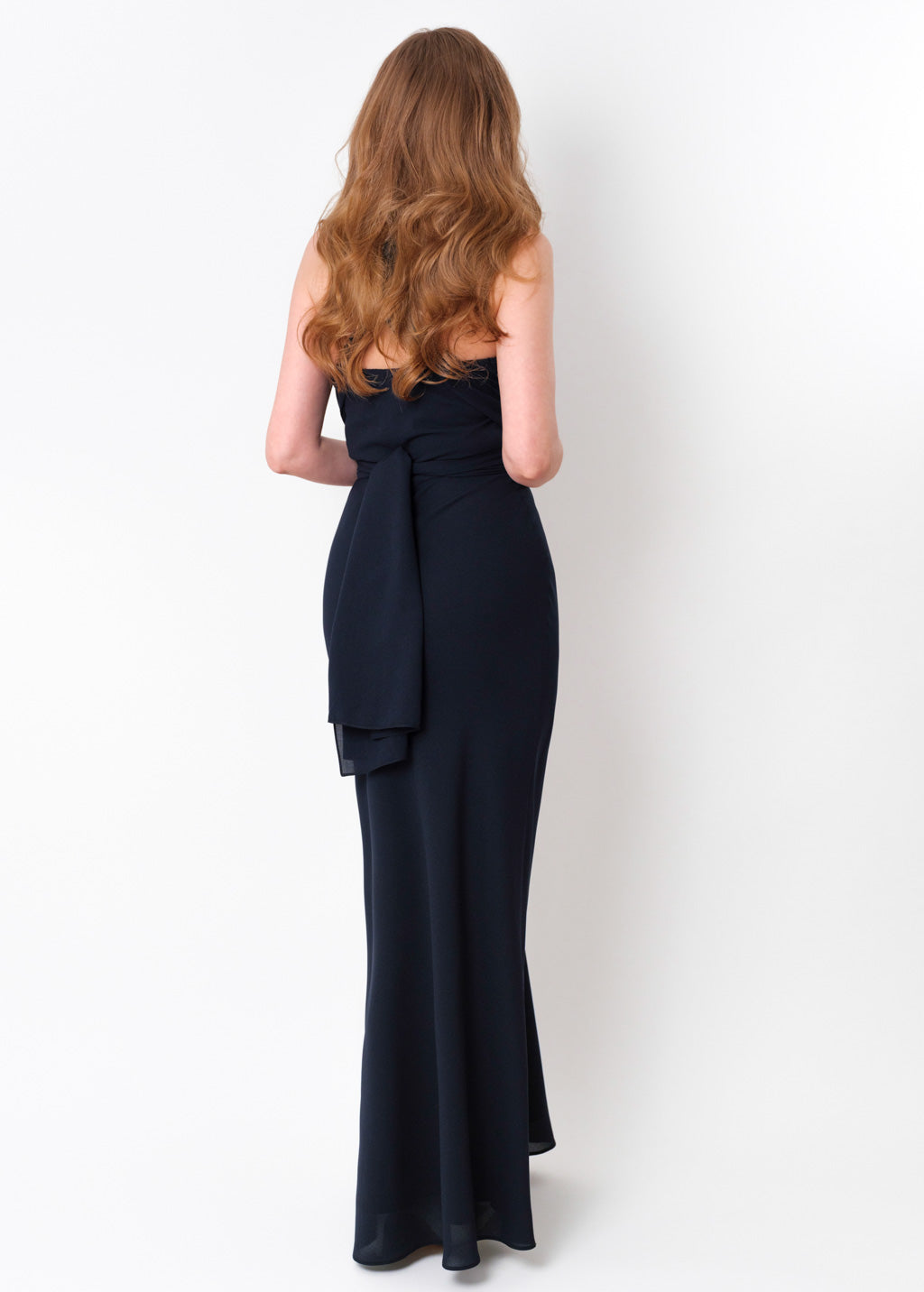 Navy blue chiffon infinity long dress