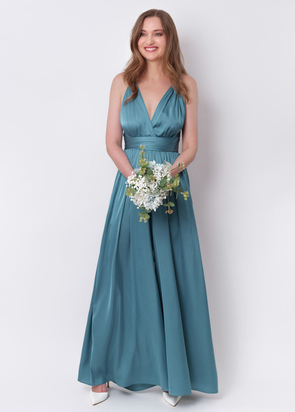 Aqua blue silk infinity jumpsuit