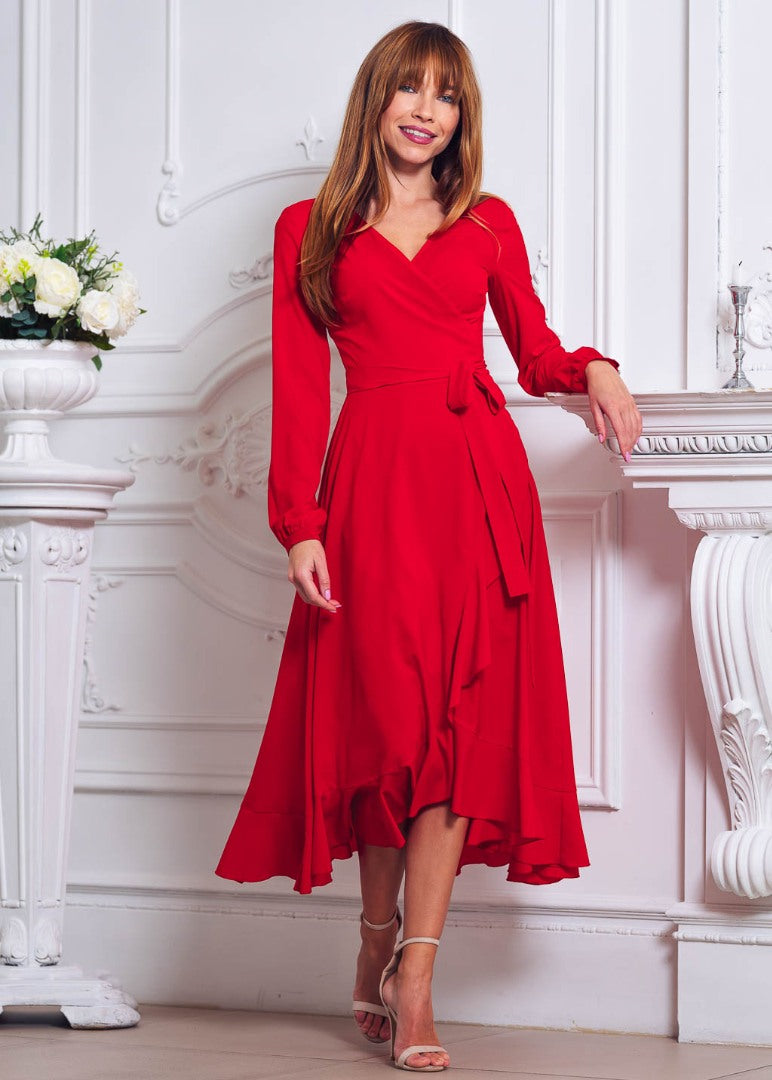 Red wrap dress