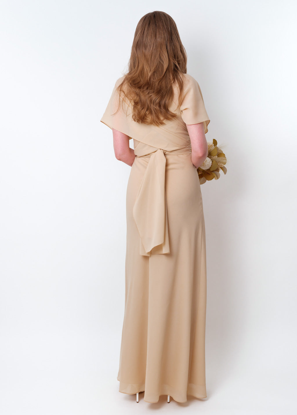 Champagne beige chiffon infinity long dress