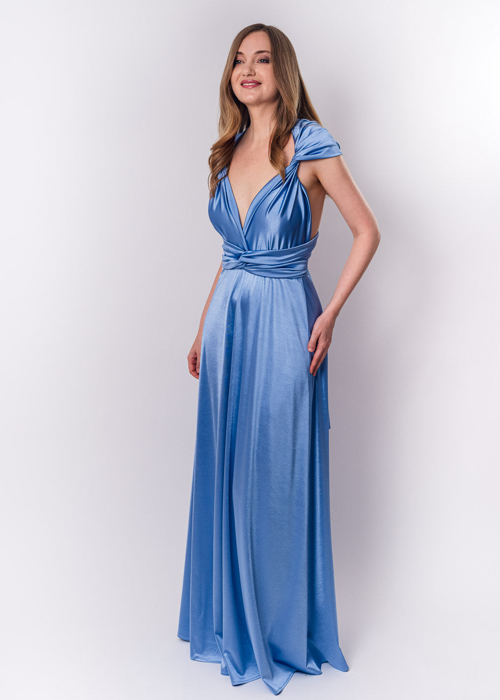 Sky blue luxury satin infinity dress or jumpsuit