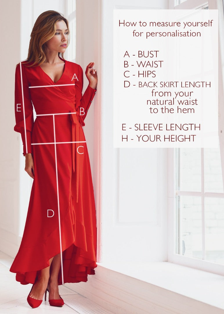 Red long wrap dress