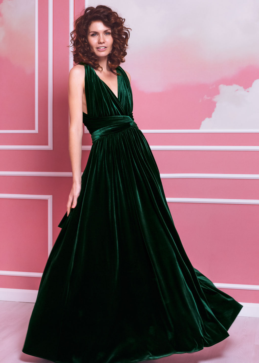 Emerald green long infinity dress
