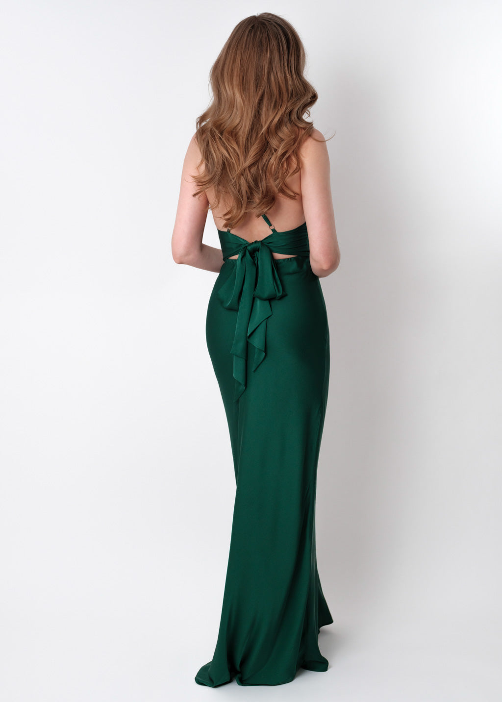 Dark green silk slip dress