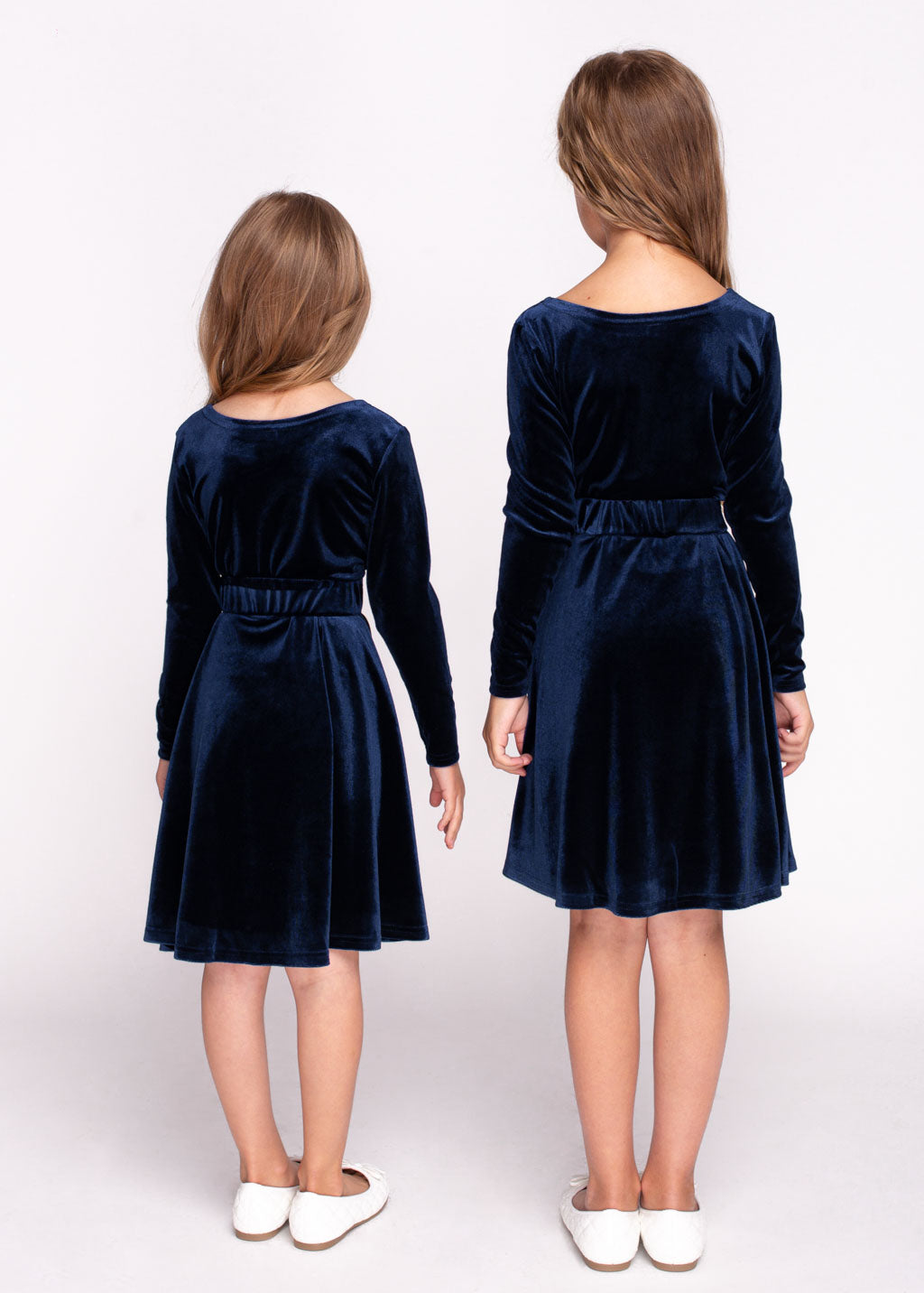 Navy blue girl velvet dress