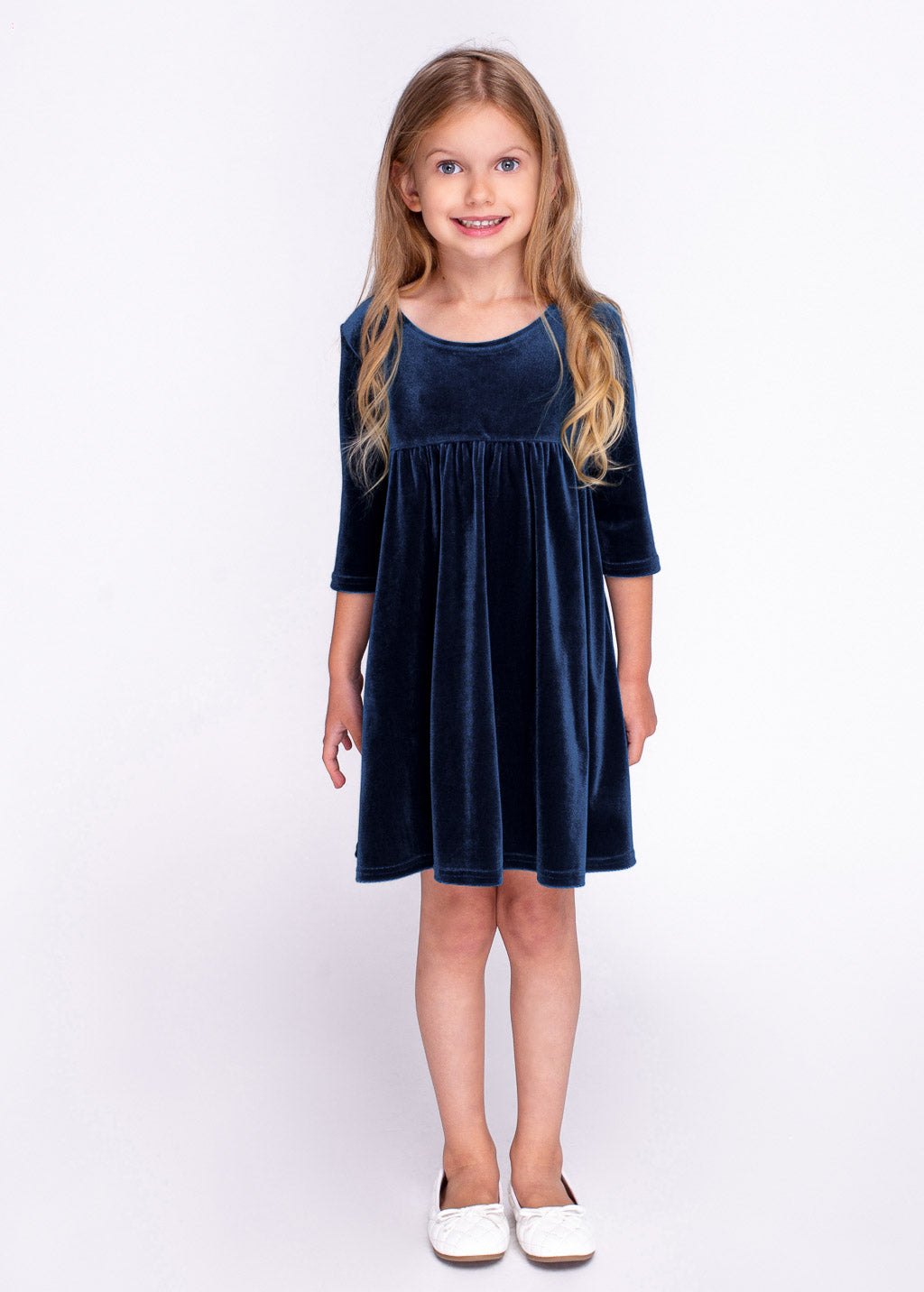 Navy Blue girl velvet dress