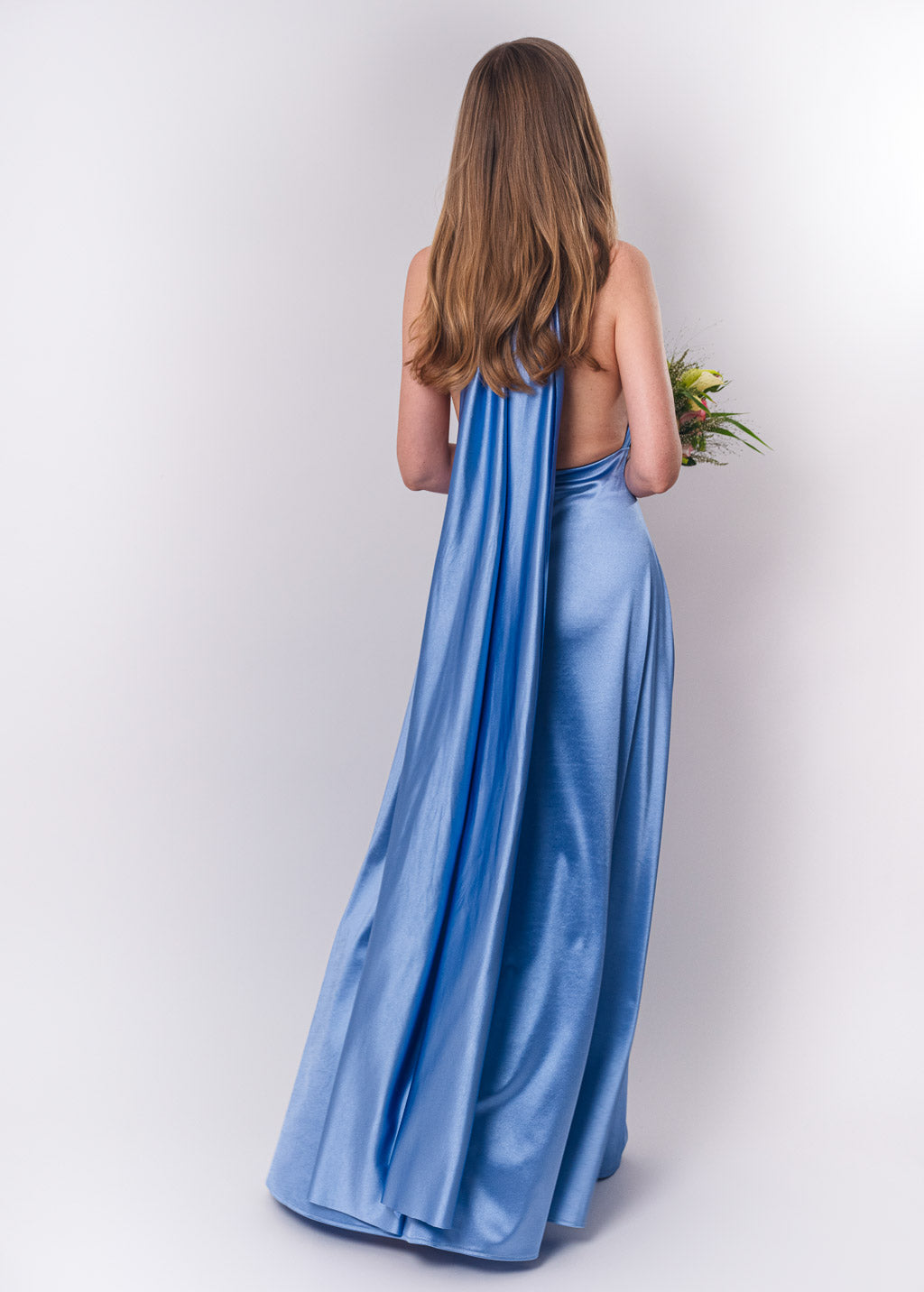 Sky blue luxury satin infinity dress or jumpsuit